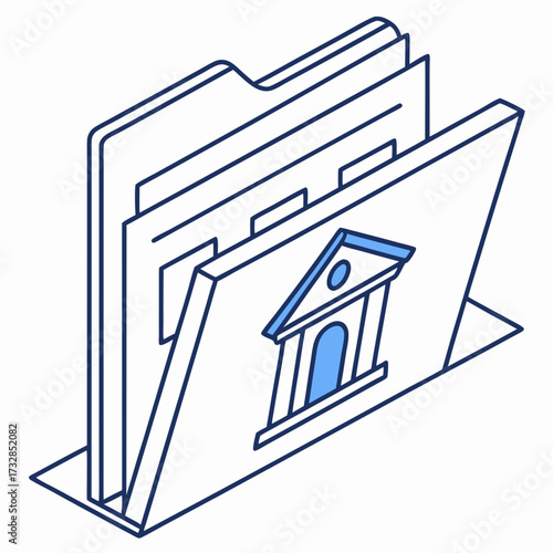 A bank account opening icon with a folder and documents vector illustration