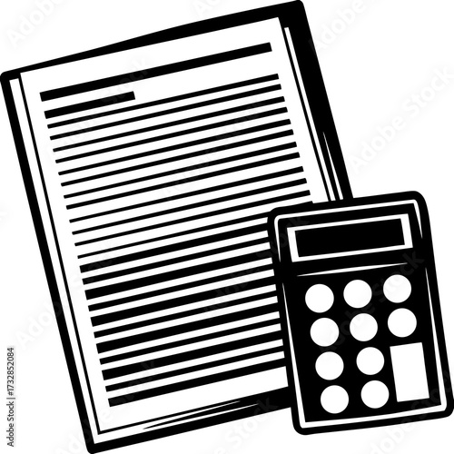 A tax filing document with a calculator icon on a white background vector illustration