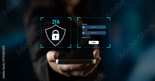 Obraz na plátně Two-factor authentication strengthens login system security