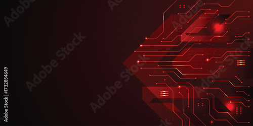 Digital Crimson Network: An abstract depiction of a network, crafted from sleek lines of fiery crimson, pulsating against a rich, dark foundation.