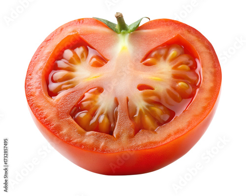 Wallpaper Mural A juicy, ripe red tomato sliced in half, revealing its internal structure and seeds, isolated on transparent background Torontodigital.ca