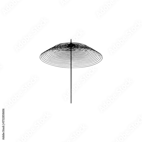 Abstract representation of a plant with circular leaves and a straight stem in black and white style