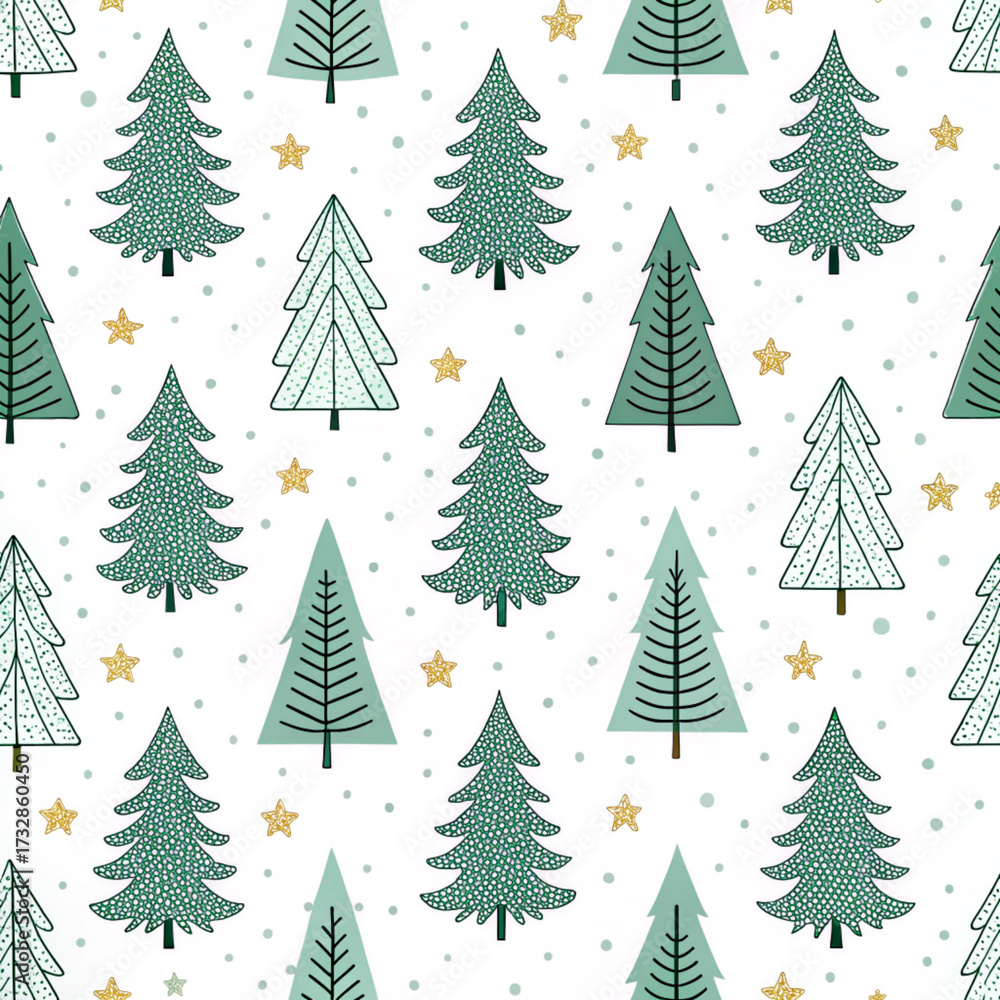 Obraz premium Christmas tree pattern seamless background