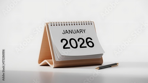 Plan your future today with a fresh calendar page for January 2026 and a classic pen ready