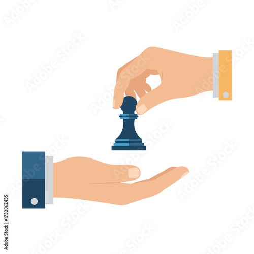 Human hand holding chess pawn in business strategy concept, strategy is about thoughtful planning and precise execution. Business strategy is shown with a hand holding a pawn ready to be placed,