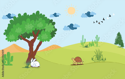 The hare and the tortoise race