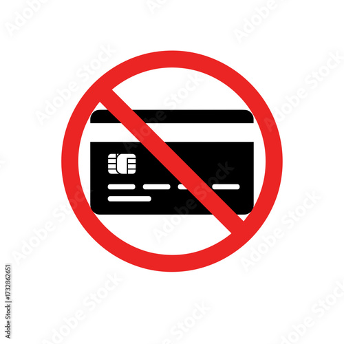 No credit card image shows banned banking card, contactless payment forbidden by crossed red line, and secure payments unavailable. No credit card means restricted finance and transactions blocked.