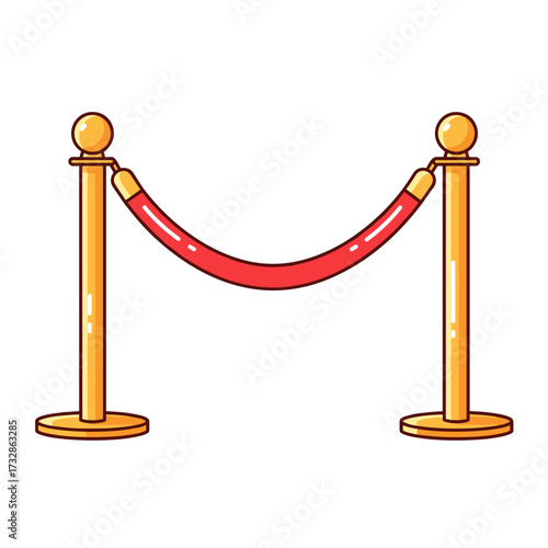 Elegant stanchion with rope defines exclusivity, representing a glamorous barrier, or stylish cordon. Elegant stanchion marks boundaries at events, and is an indicator of sophisticated organization.