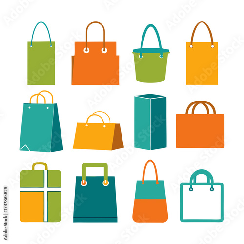 Collection of vibrant shopping bags in various shapes and designs