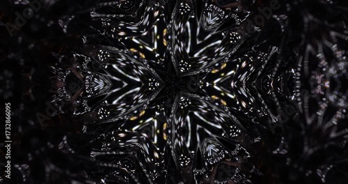Geometric kaleidoscope. Video material in gray