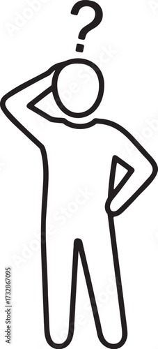 Confused Person Icon – Question Mark, Thinking, Uncertainty Symbol Vector.