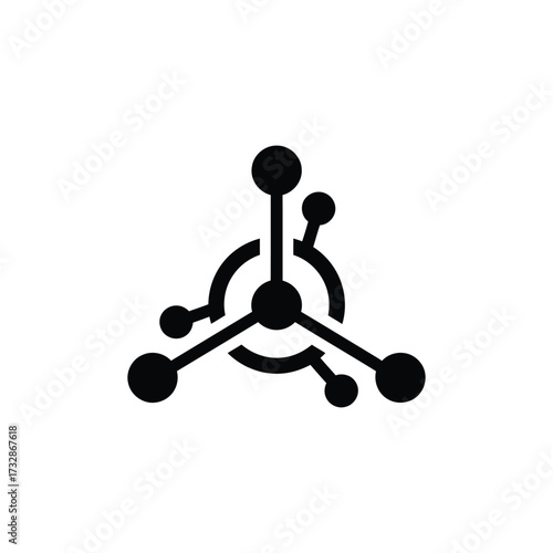 Vector art of abstract black molecular structure diagram