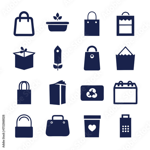 Variety of Shopping and Delivery Icon Set Isolated