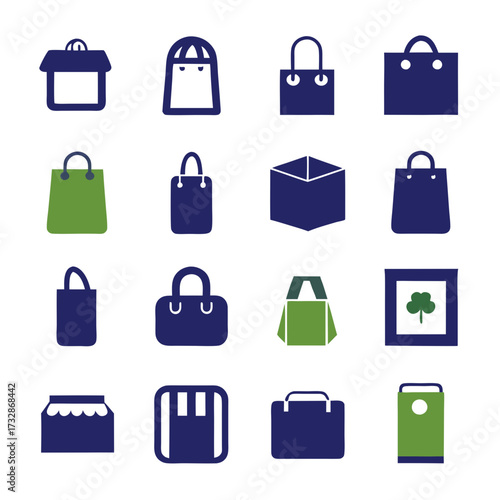 Various Shopping Bag Icons Isolated on White Background Pattern