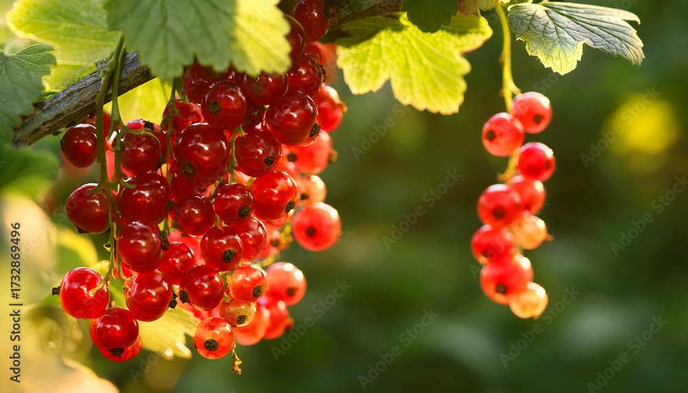 Fototapeta premium Red Organic Currant On The Bush