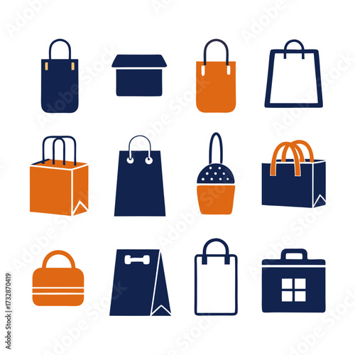 Vector graphic collection of retail shopping bags and boxes