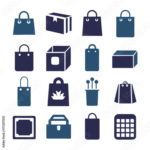 Assorted product and packaging vector icons on white background