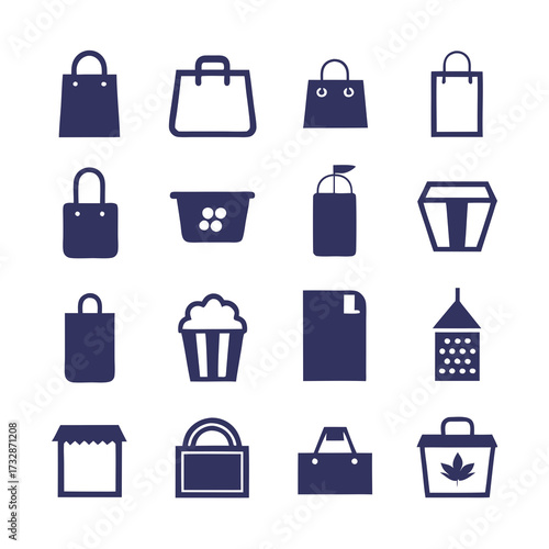 Variety of essential shopping elements in vector graphic format