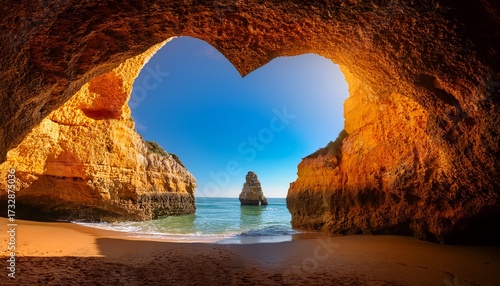 stone heart in the cave praia do marinha beach algarve portugal