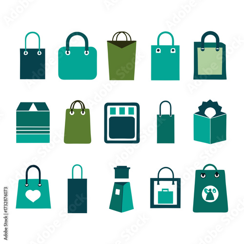Collection of colorful shopping bags flat design concept
