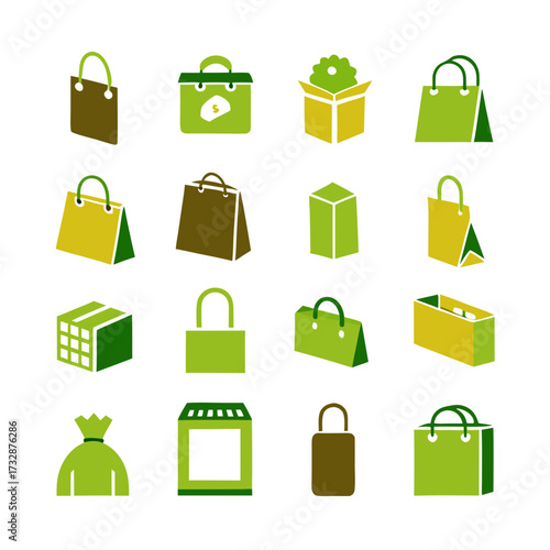 Vector set of various shopping and packaging graphic icons