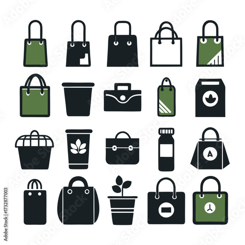 Collection of shopping bags and other vector icons