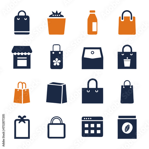 Collection of simple shopping themed icons in flat style