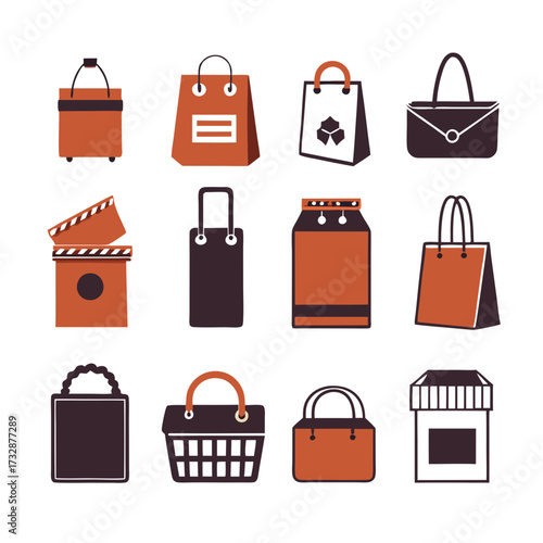 Stylized shopping bags illustration in flat design