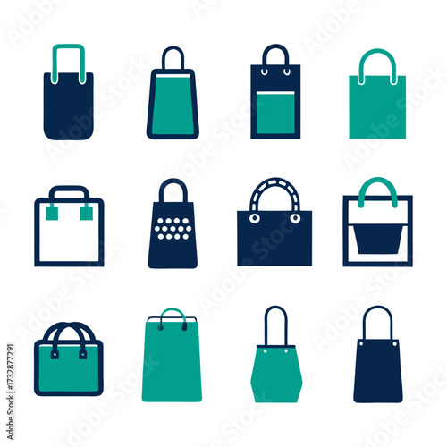 Collection of Simple Shopping Bag Icons in Vector Format