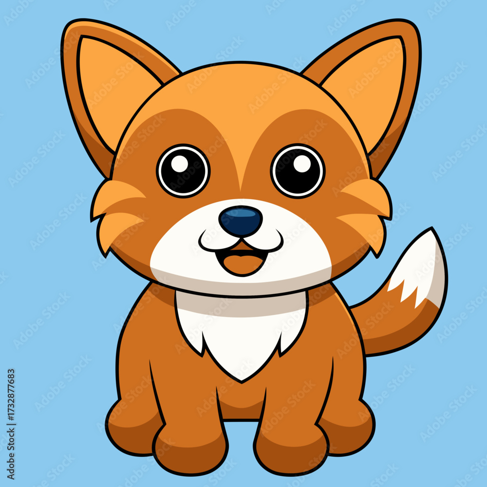 Fototapeta premium A cute brown puppy chihuahua vector illustration character smiles with a fluffy tail