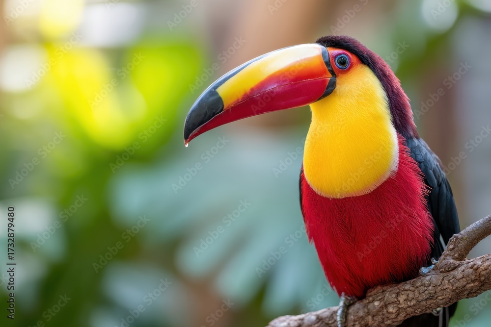 Fototapeta premium Colorful toucan perched on a branch