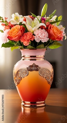 Wallpaper Mural Ornate Copper Vase with Flowers. Torontodigital.ca