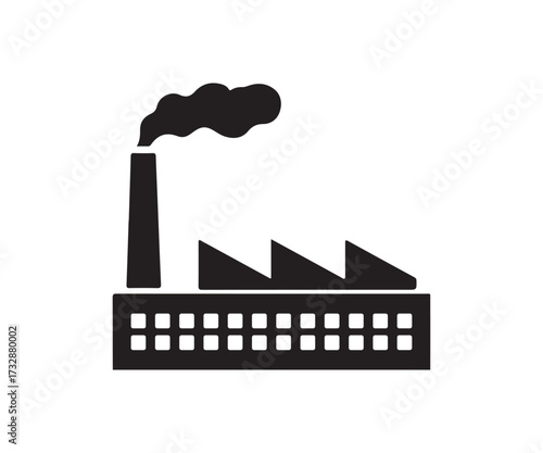 Factory industrial building with smokestack icon