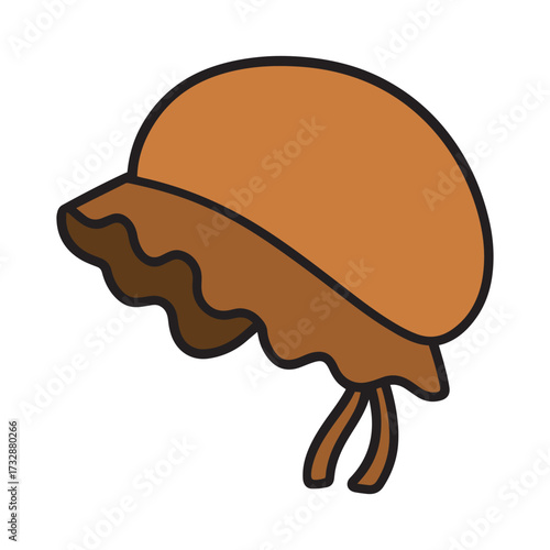 Brown Bonnet Hat Clipart – Cute Vintage Sun Hat Illustration with Ribbon