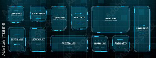 Modern hud vector graphics for digital interface. Futuristic screen elements for UI and UX design.