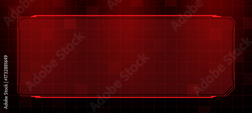 Red hud element on grid background. Futuristic digital interface panel. Graphic information display. Abstract modern technology concept.