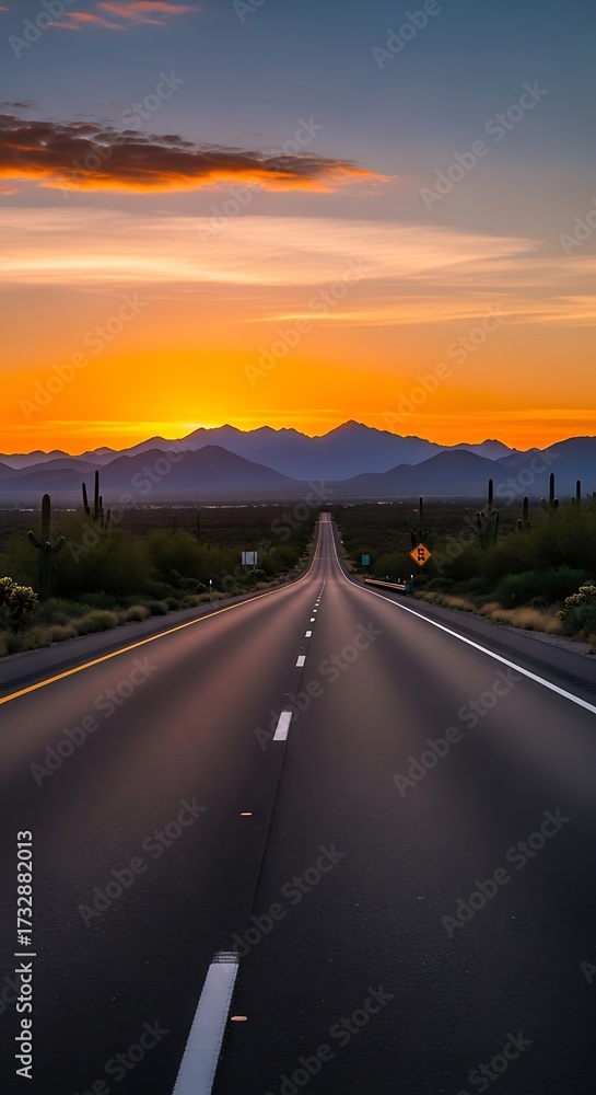 Fototapeta premium Scenic Highway Sunset View.
