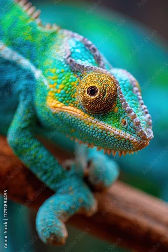 Obraz premium Vibrant close-up of a chameleon