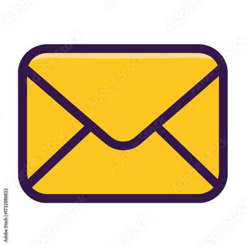 Free Download Vibrant Yellow Mail Envelope Icon with Purple Border and Soft Glow - Modern Digital Communication Symbol for Email, Messaging, and Web Design – Clean, Flat Style Graphic Asset Representing Inbox, Cont - GFXLoad