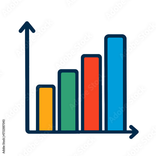 Vibrant Bar Chart Illustration Showcasing Progressive Data Trends, Business Growth, Financial Performance Metrics, and Upward Statistical Analysis. Ideal for Infographics, Marketing Presentations, and