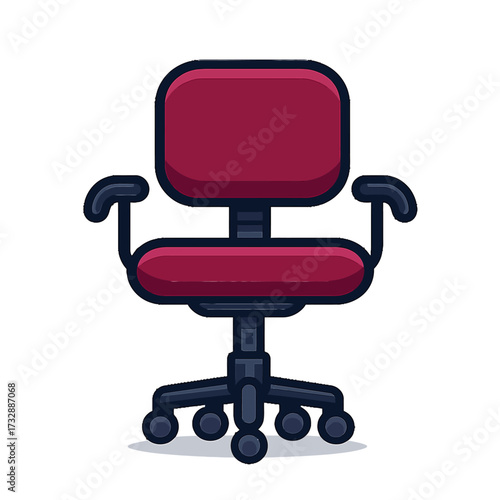 Vibrant Red Ergonomic Office Chair Icon: A Modern Swivel Desk Seat with Adjustable Height and Smooth Casters, Engineered for Optimal Comfort, Support, and Productivity in Any Home Office, Professional