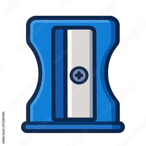 This vibrant blue pencil sharpener illustration features a sleek, modern design, perfect for digital education resources, office stationery, school supplies, and art project assets. It symbolizes prec