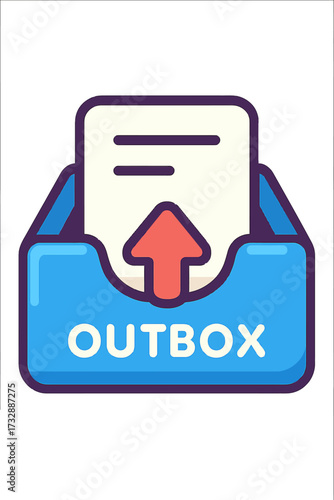 Modern Flat Design Outbox Icon for Email and Document Sending. Ideal for UI/UX, Web, App Development, Digital Communication Interfaces, and Business Applications. Represents message dispatch, file upl