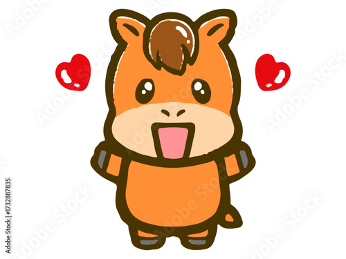 	かわいい馬の落書き風イラスト素材