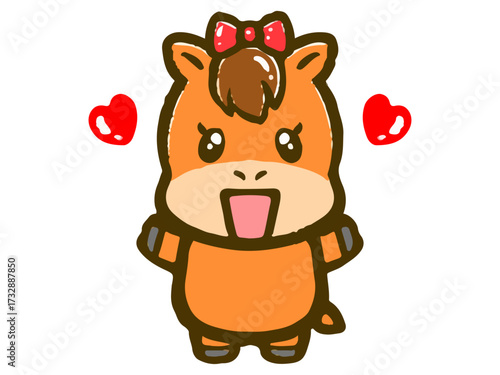 	かわいい馬の落書き風イラスト素材2
