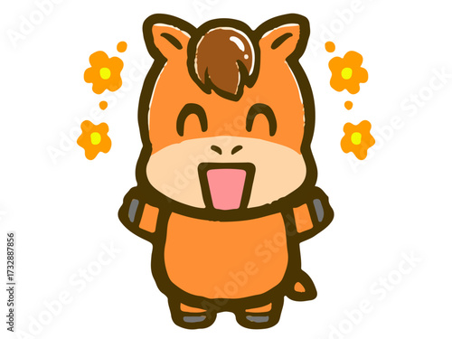 	かわいい馬の落書き風イラスト素材3
