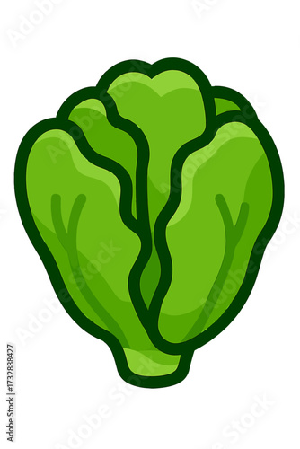 Vibrant green lettuce head illustration, a fresh, healthy food icon. Ideal for culinary, diet, garden, and vegetarian themes, promoting nutrition, salads, and healthy eating with a clean, bright, cris