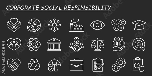 Corporate social responsibility banner web icon vector illustration concept with icon of sustainability, resources, market, sincerity, goal, ethics and long term. CSR, business ethics concept icons