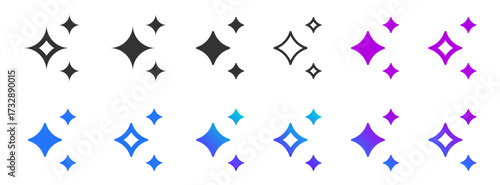 Generative AI logo icon magic sparkle stars symbol , Artificial intelligence sign. Vector ai generated icon blue logo, gradient sparkles