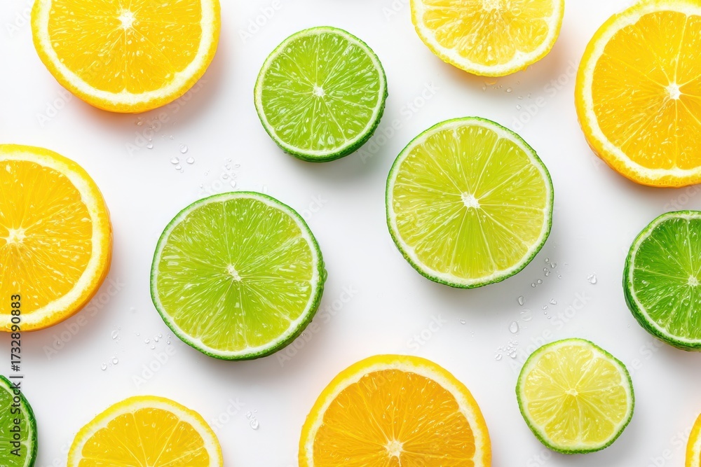 Obraz premium Background of sliced lime and lemon